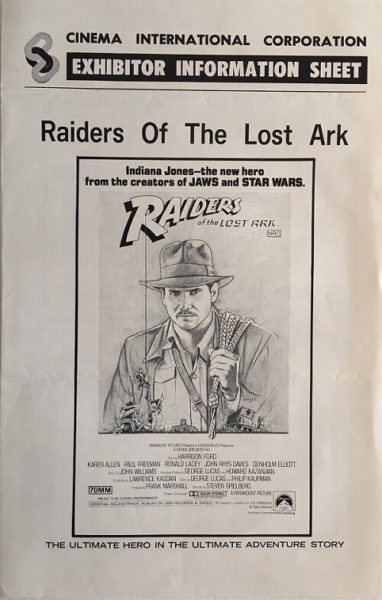 raiders of the lost ark 1981 indiana jones exhibitor information sheet (1) (1)