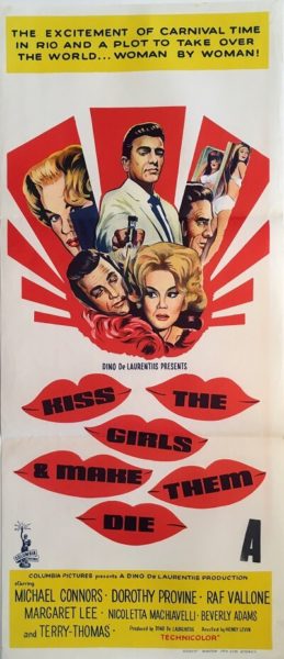 kiss the girls and make them die australian daybill poster kiss the girls and make them die australian daybill poster 1966