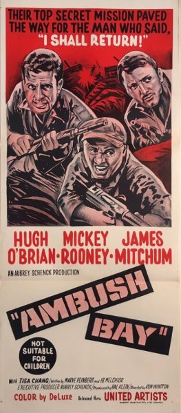 ambush bay australian daybill war movie poster staring hugh obrian mickey rooney james mitchum ambush bay australian daybill war movie poster staring hugh obrian, mickey rooney and james mitchum
