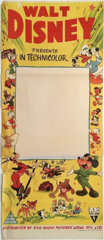 Walt Disney Stock Daybill 1940s Mickey Mouse Walt Disney Stock Daybill 1940s Mickey Mouse