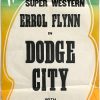 Dodge City Australian Daybill Poster Warner Brother Stock Sheet Featuring Errol Flynn