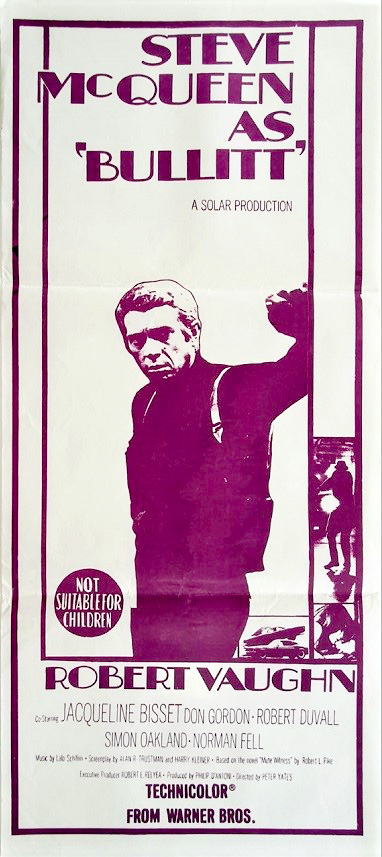 Bullitt Australian Daybill Poster With Steve Mcqueen