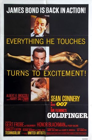 Goldfinger James Bond 007 Rereleaseus One Sheet Movie Poster 1980s (8) Edited