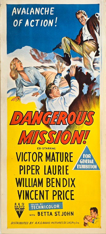 Dangerous Mission! Australian Daybill Movie Poster Vincent Price (1)