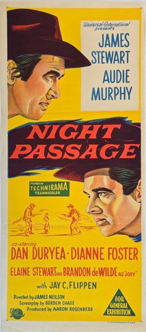 Night Passage Australian Daybill Movie Poster James Stewart Audie Murphy
