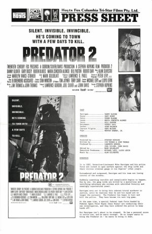 Predator 2 Australian Press Sheet Arnold Schwarzenegger (2)