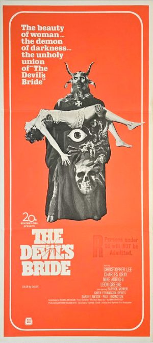 The Devils Bride Australian Daybill Horror Movie Poster Christopher Lee