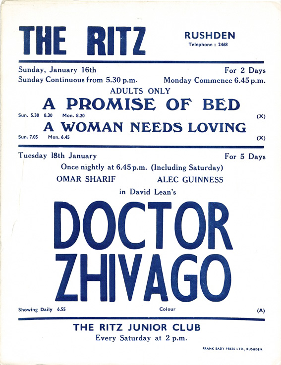 Doctor Zhivago Uk Window Card From The Ritz Cinema David Lean Epic (2) Doctor Zhivago Uk Window Card From The Ritz Cinema David Lean Epic (2)
