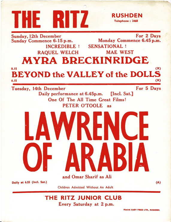 Lawrence Of Arabia Uk Window Card From The Ritz Cinema David Lean Epic (1)