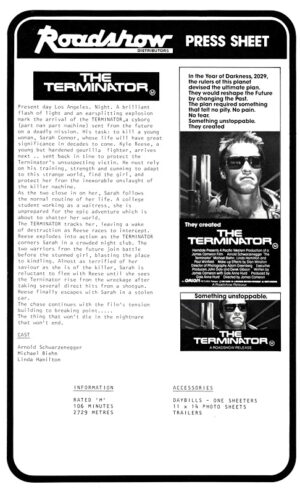 Terminator Australian Press Sheet